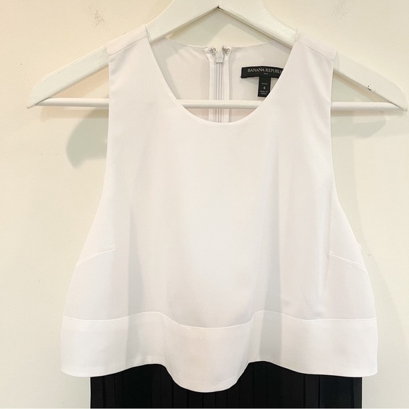 Banana Republic Pleated Black and White Sleeveless Dress Size 4 Petite - Picture 5 of 11